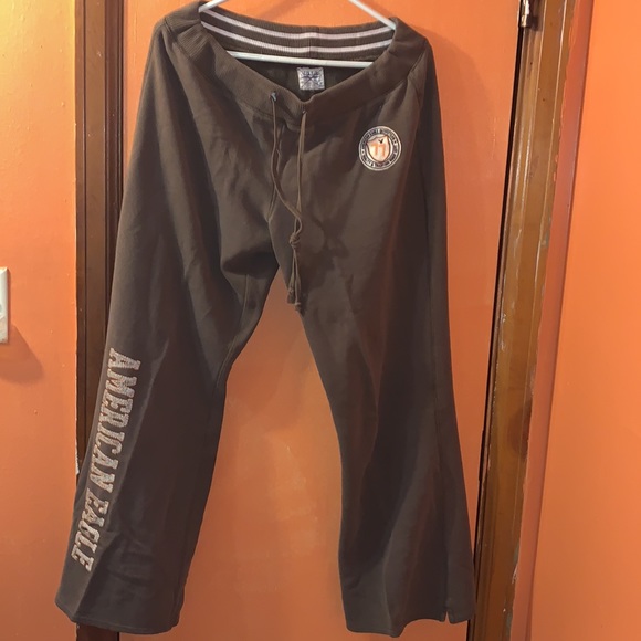 American Eagle Vintage 2Piece Set Brown w/ white trim Size L  joggers+jacket - Picture 5 of 9